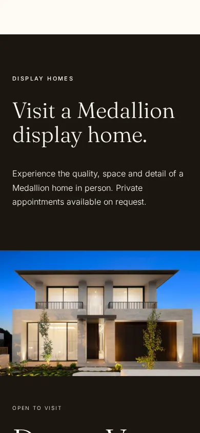 Medallion Homes mobile website view