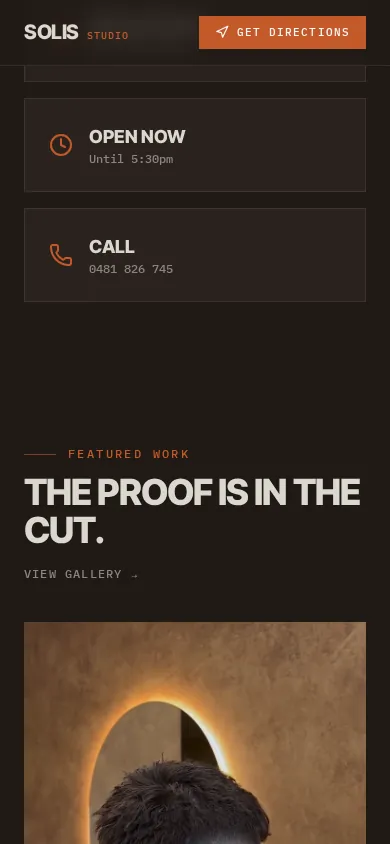 Solis Studio mobile website view
