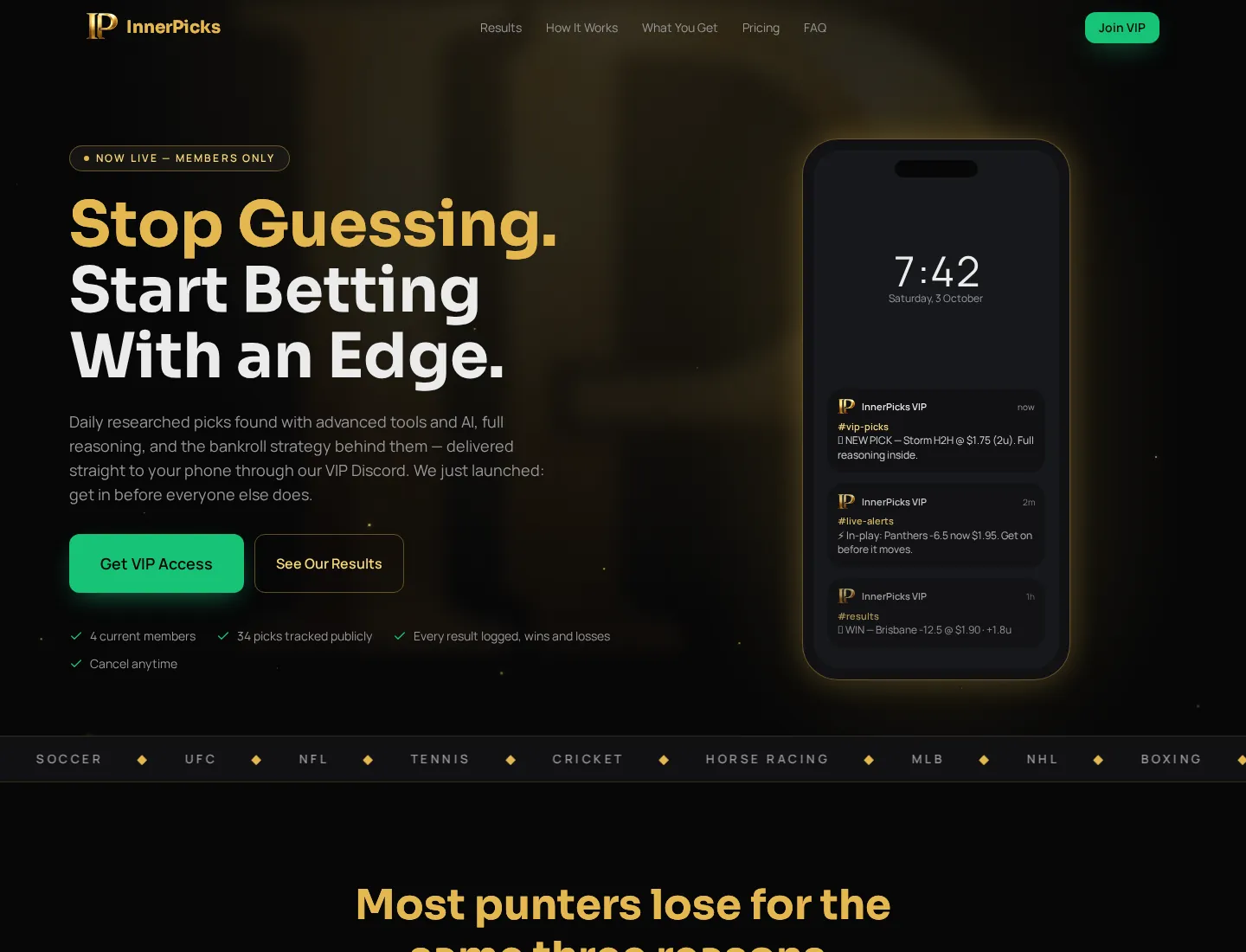 InnerPicks desktop website view