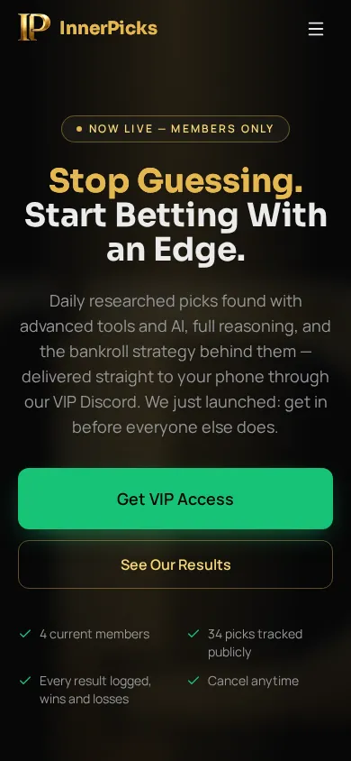 InnerPicks mobile website view